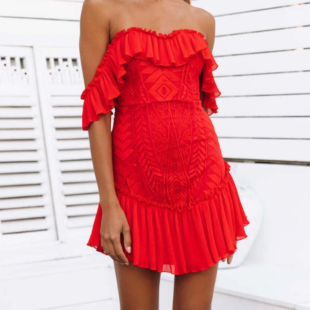 Hello Molly Red Off-shoulder Mini Dress